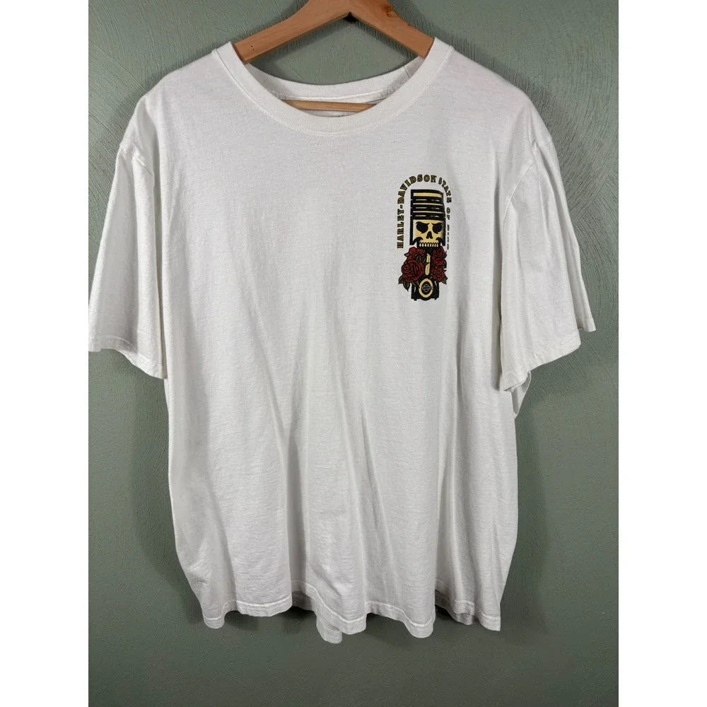 Harley Davidson T-Shirt 2XL‎ White Graphic Print Short Sleeve Men's Motorcycle